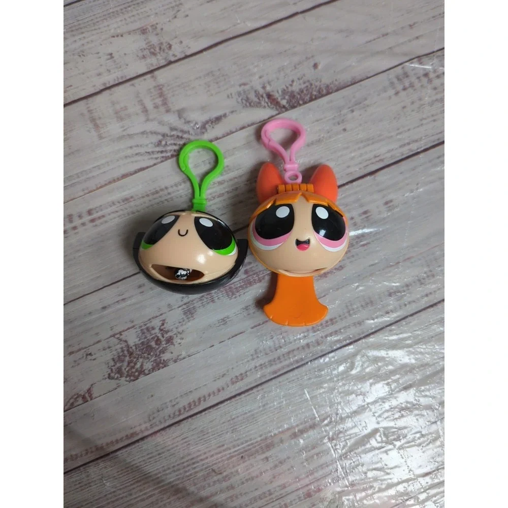 Powerpuff Flick Reveal Girls Keychains Cartoon Network Lot 2 Blossom/Buttercup